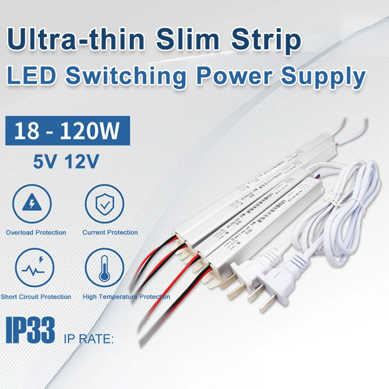 LED Ultra-thin Switching Power Supply 12V 24V Lighting Transformer 24W 48W 72W for Strip Advertising Light Box