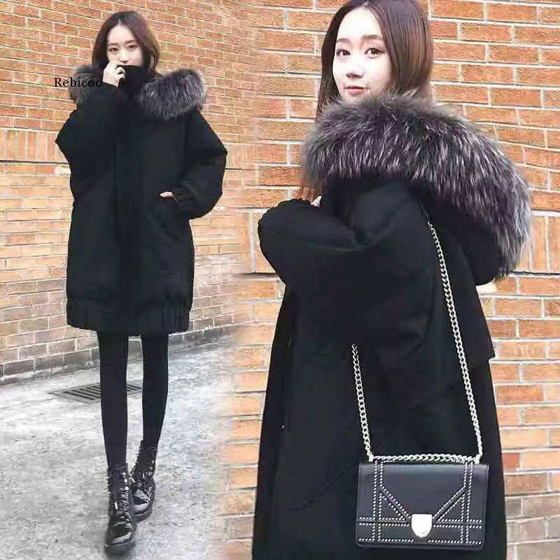 2021 NEW Winter Jacket Female Large Size Loose Black Down Cotton Pregnant Woman Coats Women Cotton Quilted Parkas Overcoat