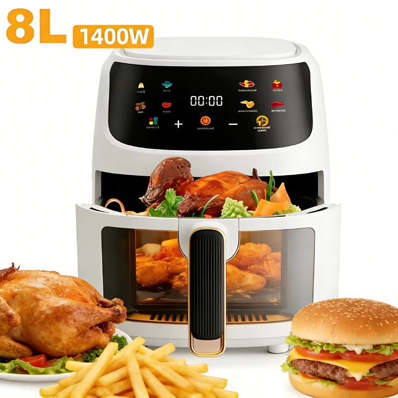 1400W 8L Oil‑Free Smart Air Fryer LED Touch Programmable Thermal Cycle Oven Home Kitchen Cooker