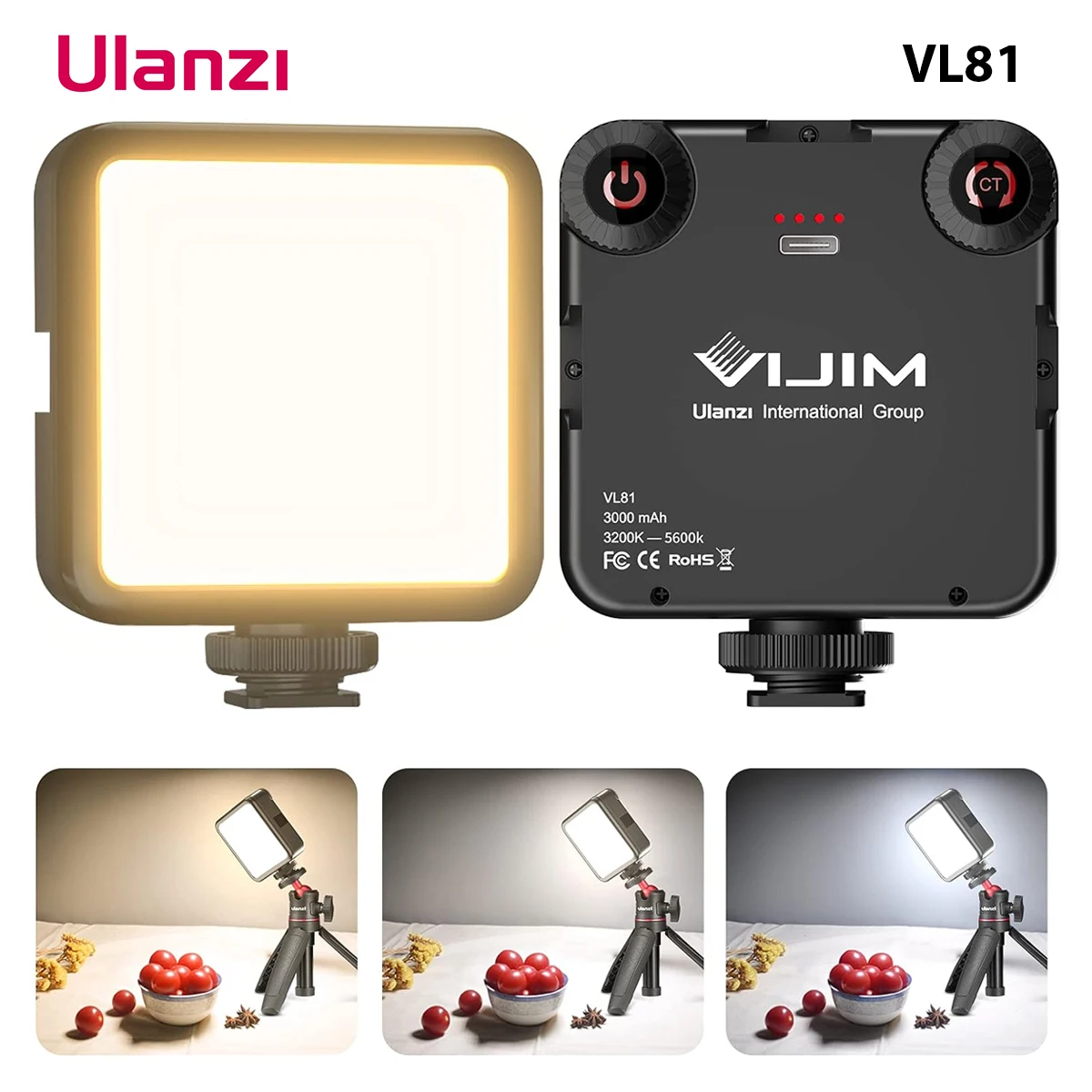 Ulanzi Vijim VL81 Mini LED Video Light On Camera Photo Studio Lighting Soft Diffuser Tiktok Youtube Livestream Vlog Light