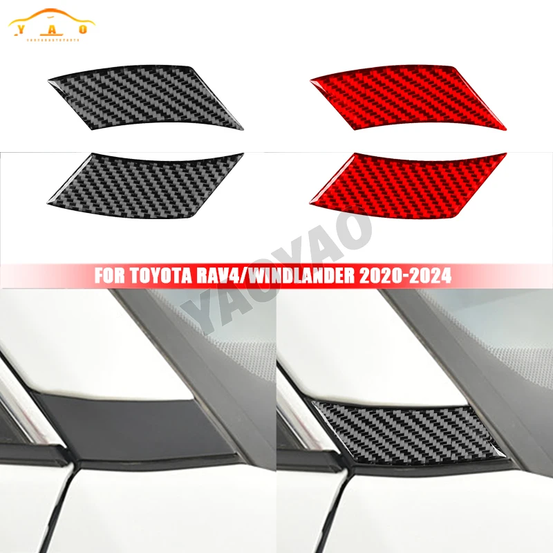 

Carbon Fiber For Toyota RAV4 Wildlander 2020-2024 Car Front Window A Pillar Cover Trim Sticker Accessories