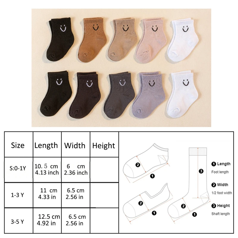 10 Paar Babysocken mit niedlichem, lustigem Gesicht, Emoticons-Muster, bequeme Kinder-Socken für Jungen und Mädchen – Detail 7