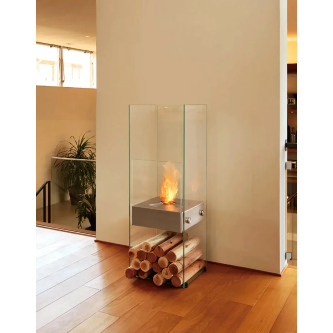 High-End Indoor Smart Fireplace Steel Real Flame Insert for Villa Home Living Room Courtyard Heating Alcohol Fuelled