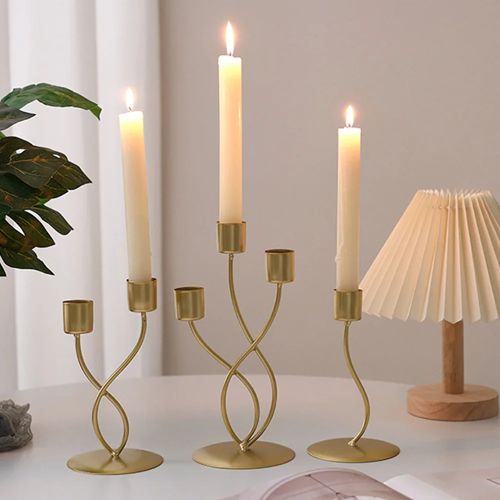 2026 Hot Metal Style Candle Holders Simple Golden Wedding Decoration Bar Party Living Room Home Decor Candlestick Tabletop Decor