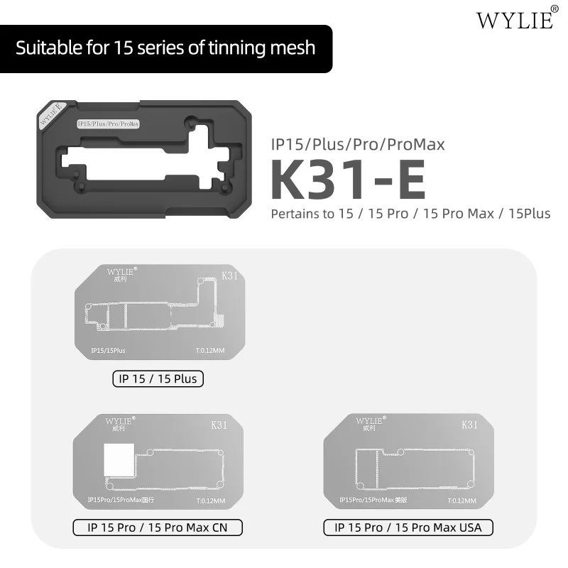 Kit de plantilla magnética de reballing de capa intermedia WYLIE K31 para iPhone X a 17 Pro Max, estación de soldadura para reparación de BGA de placa base 5