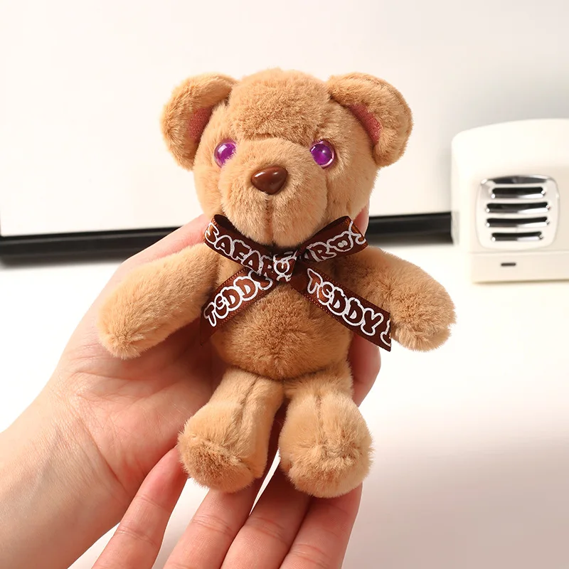 New 15cm Cartoon Bow Tie Bear Plush Toys Dolls Anime Cute Soft Stuffed Animals Plush Keychain Pendant Bag Decor Gifts For Kids