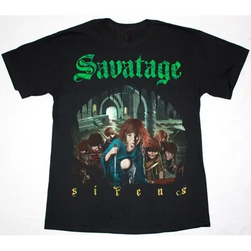 Camiseta clássica vintage Savatage Sirens de algodão preto, todos os tamanhos, In480