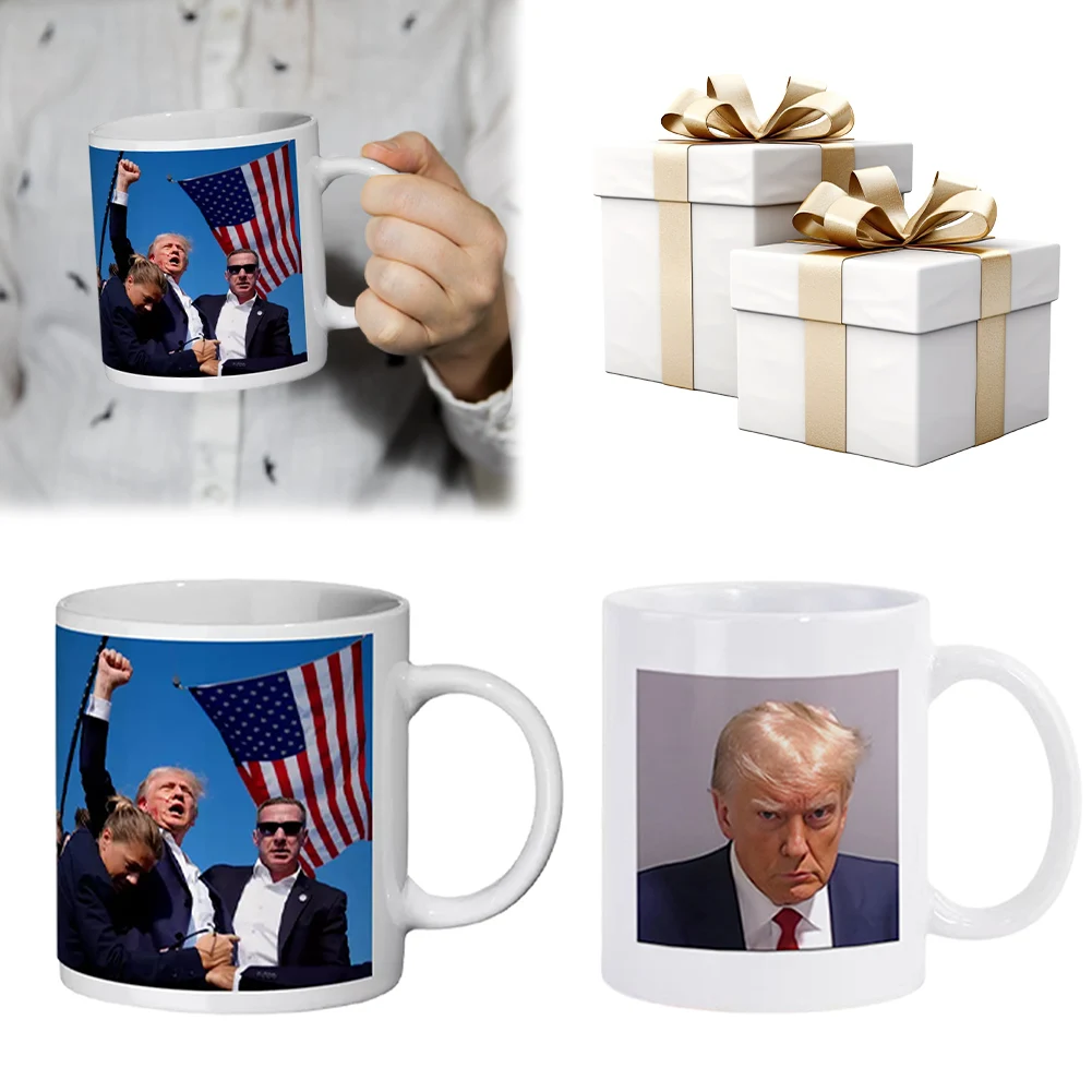 Donald Trump 2024 Campaign Mugs Ceramic Mug with Handle Ceramic Coffee Tea Mug Christmas Drinkware Creative Gift for Adult Kids