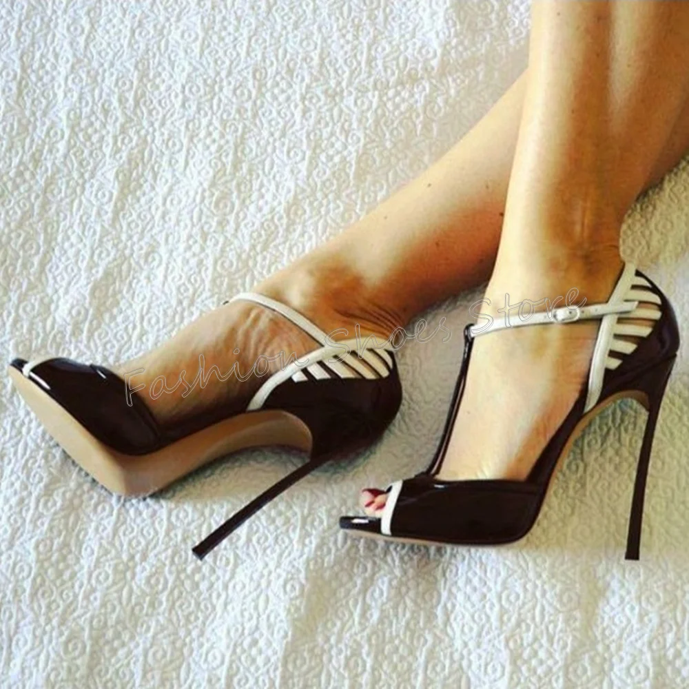 

Hollow Out Peep Toe Splicing Sandals Ankle Buckle Thin High Heels High Heel Shoes for Women Heels 2025 New Zapatos Para Mujere