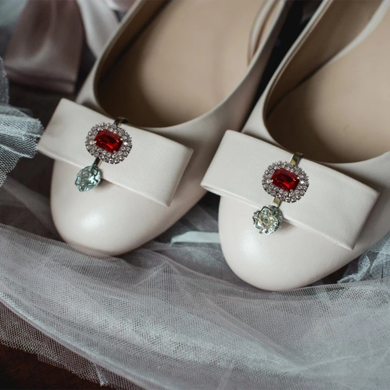 H3CB 2Pcs Detachable DIY Rhinestones Shoe Clips for Women Wedding Bride Crystal High Heel Buckles Dress Hat Bags Decorations