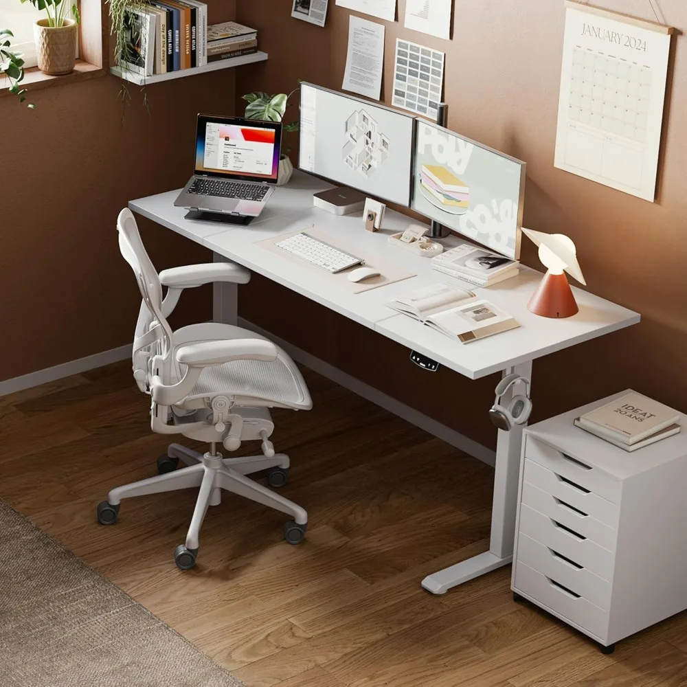 Electric Standing Desk, Large 63 x 24 Inches Height Adjustable Desk, Sit Stand up Desk for Work Office Home