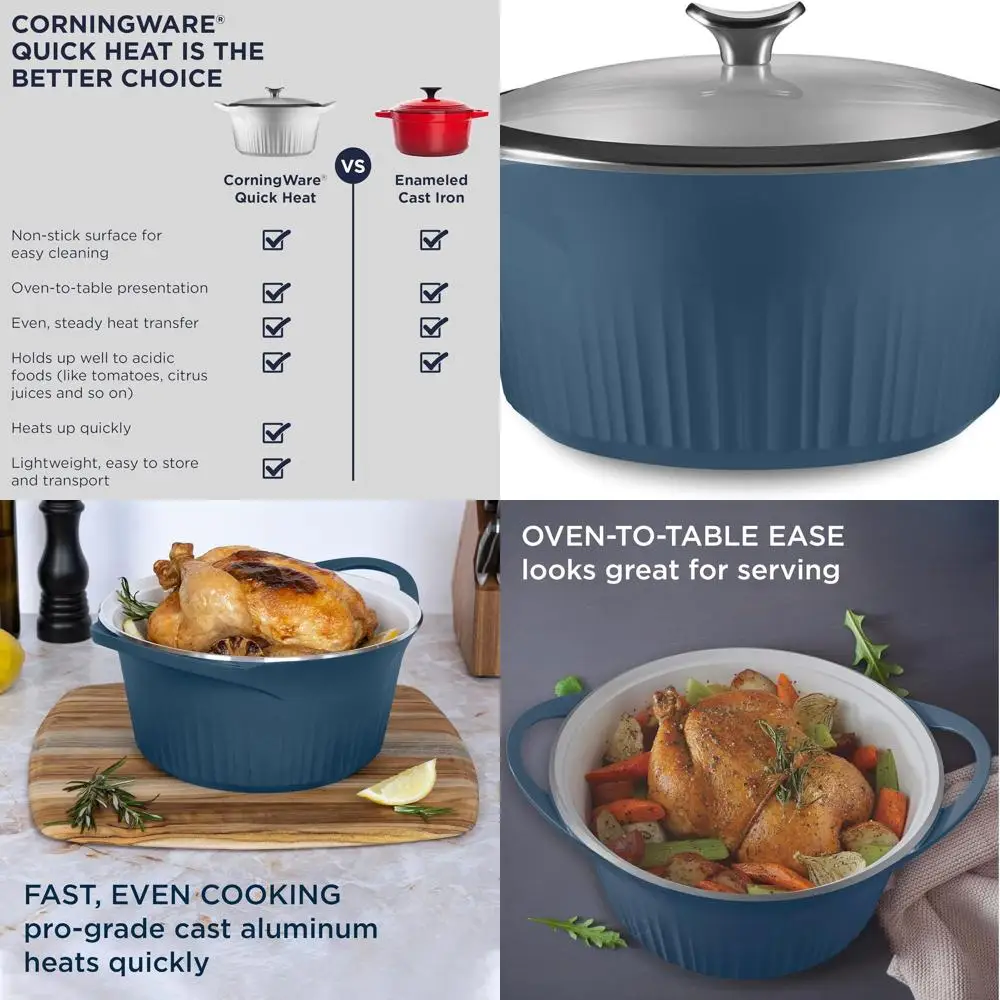 

Алюминиевая кастрюля-духовка на 5,5 кварт с керамическим антипригарным покрытием, легкая и равномерно нагревающаяся, для приготовления мяса, супов и многого другого.