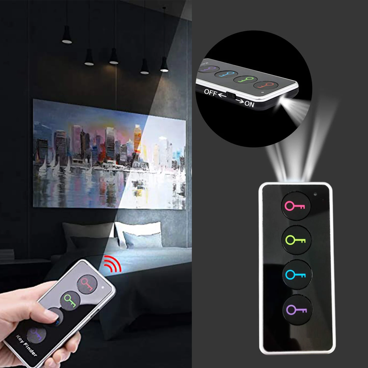 Localizzatore di chiavi wireless 4 in 1 con logo personalizzato con navigazione GPS e allarme sonoro con tracciamento remoto Realizzato in plastica resistente