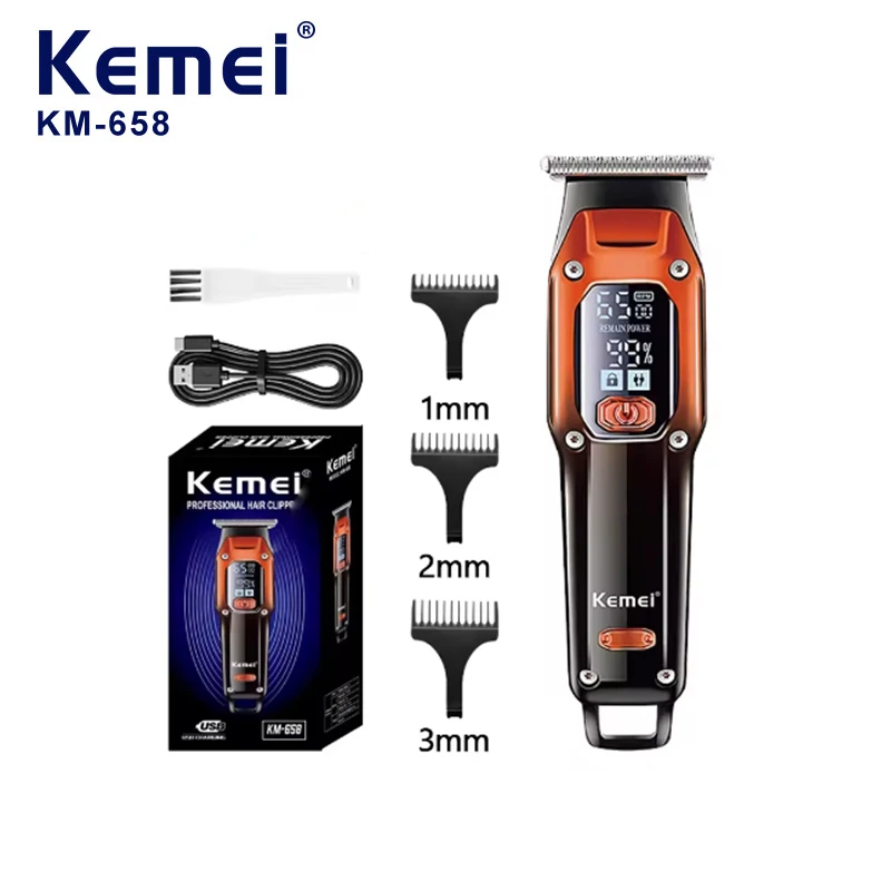 Kemei Electric Hair Cutting Machine Professional Wireless Hair Clipper Precision Adjustment Hair Trimmer Digital Display KM-658