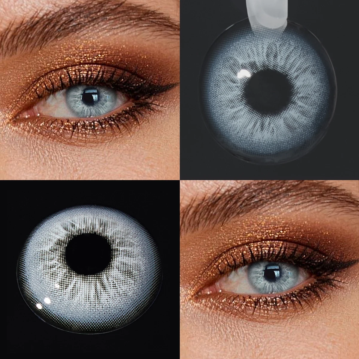 Farbige Kontaktlinsen VISUASHOW Glacier Gray 14.2mm Halbjährige 1 Paar weiche feuchtigkeitsspendende natürliche Augen Make-up Linsen` – Detail 9