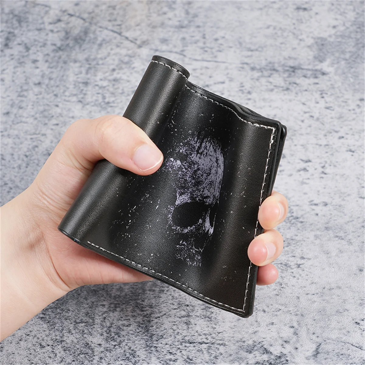 Men's wallet Skull Halloween Fashion folding coin wallet multi-function multi-card card ba