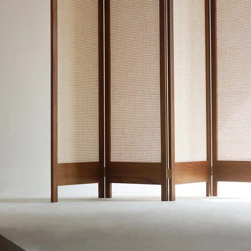 Teak guest restaurant folding move, black walnut solid wood entrance folding screen