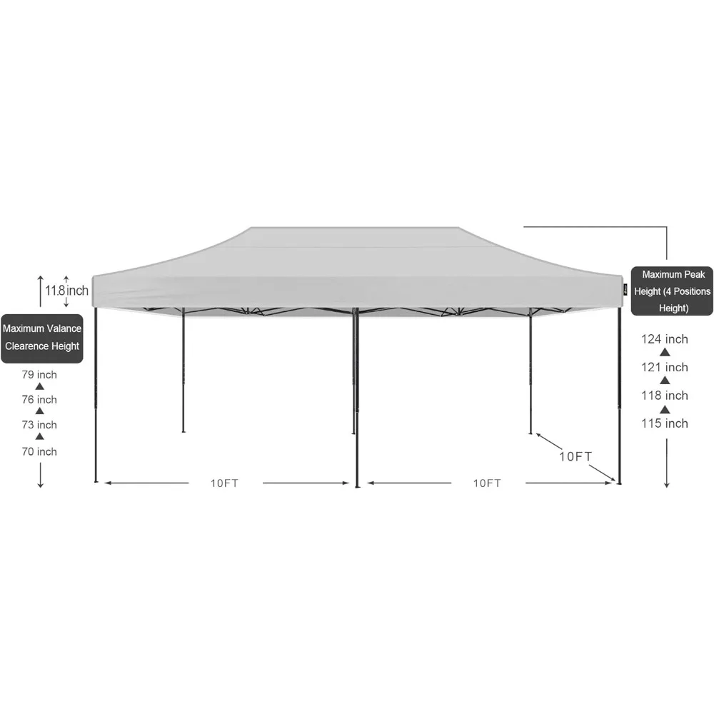 10x20 Canopy Tent Pop Up Portable Instant Commercial Heavy Duty Outdoor Market Shelter (10'x20' (Black Frame), White)