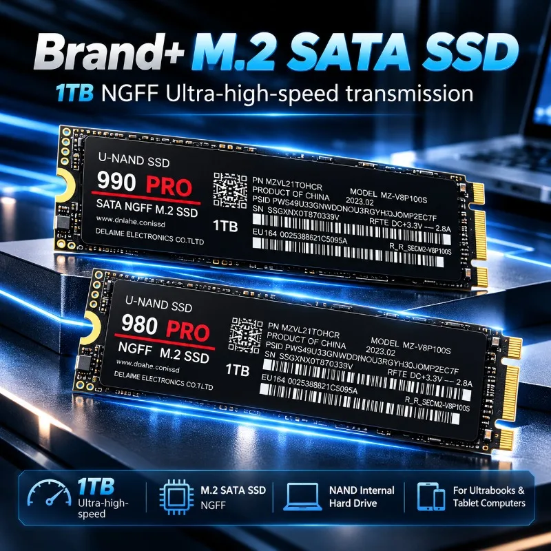【Brand+】980Pro / 990Pro M.2 NGFF PCIe 4.0 Internal SSD – High Speed Up to 7400MB/s, Solid State Drive for Laptop & Desktop PC