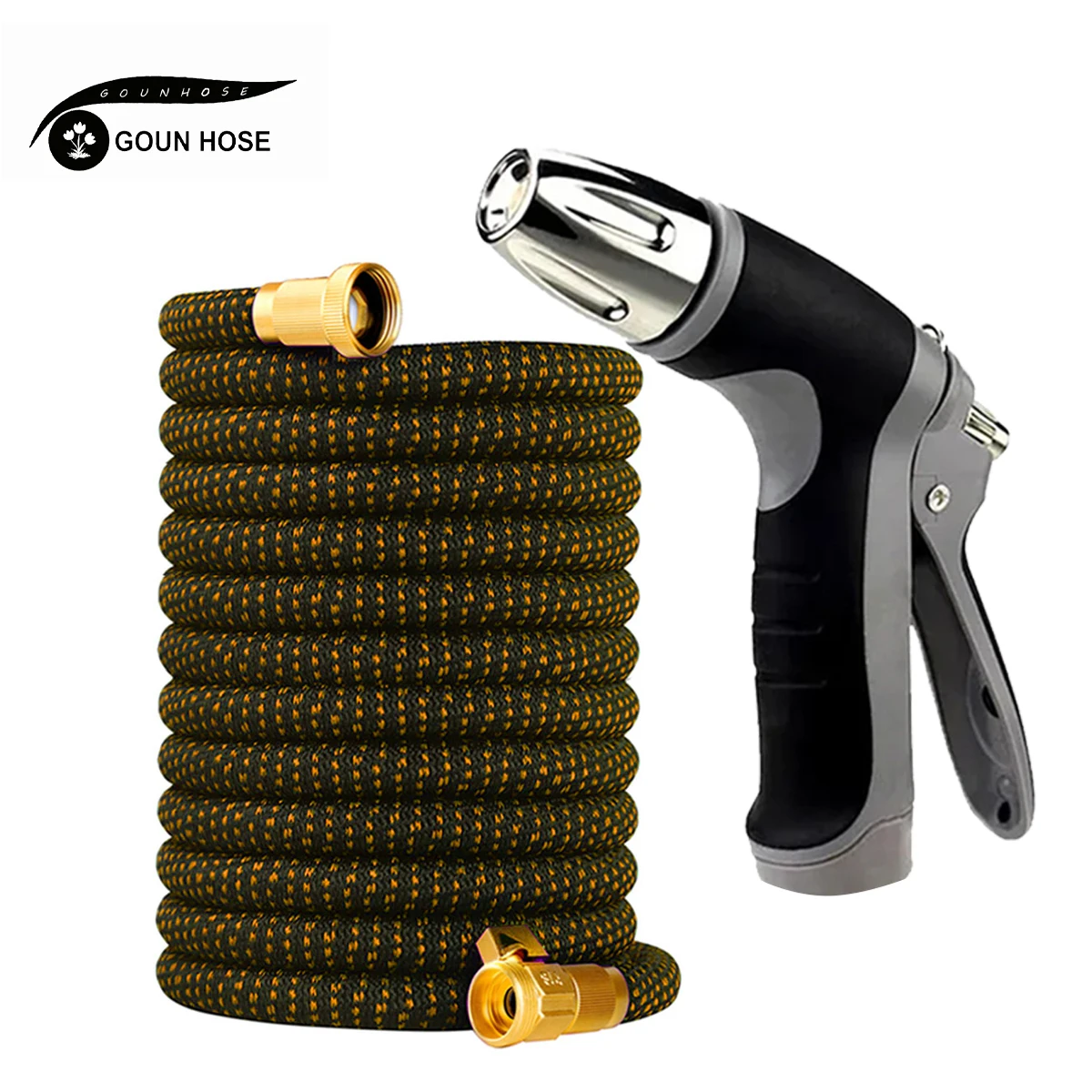 

New Flexible Garden Hose 3x Telescopic Garden Watering Hose High-Pressure Car Wash Nozzle With Metal 3/4 Joint GOUN HOSE