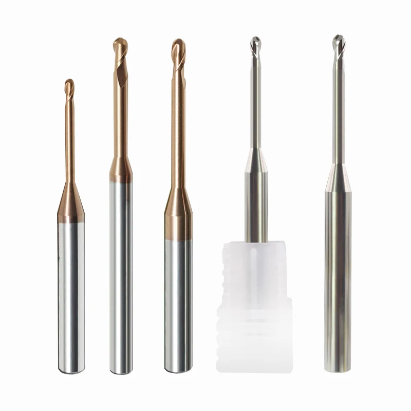 Deep Groove Ball End Mill 2 Flute HRC55 Micro-diameter CNC Long Neck Long Clearance R0.1 R0.15 R0.2 R0.3 R0.4 R0.5 R0.75 R1 R1.5