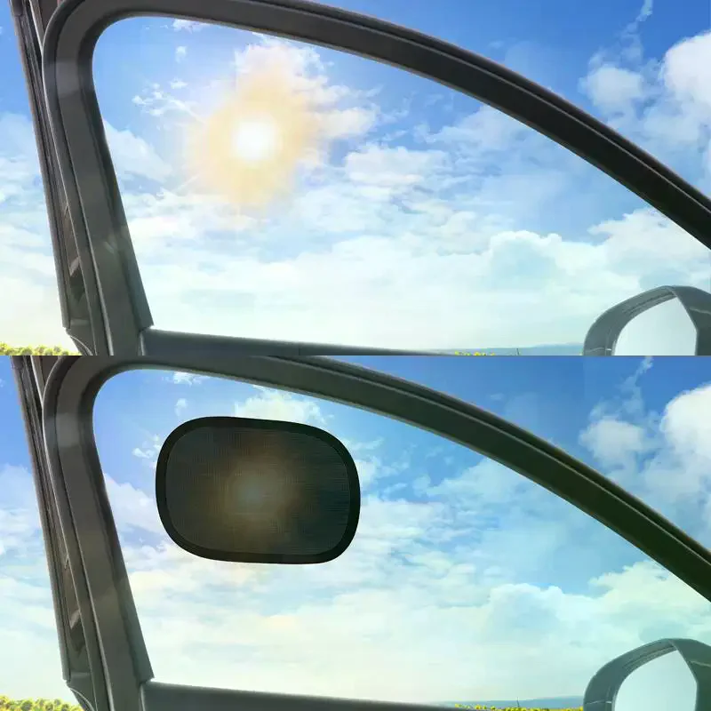 

2pcs Car Sunshade Static Cling Window Film No Trace Universal Fit UV Protection for Summer Side Windows