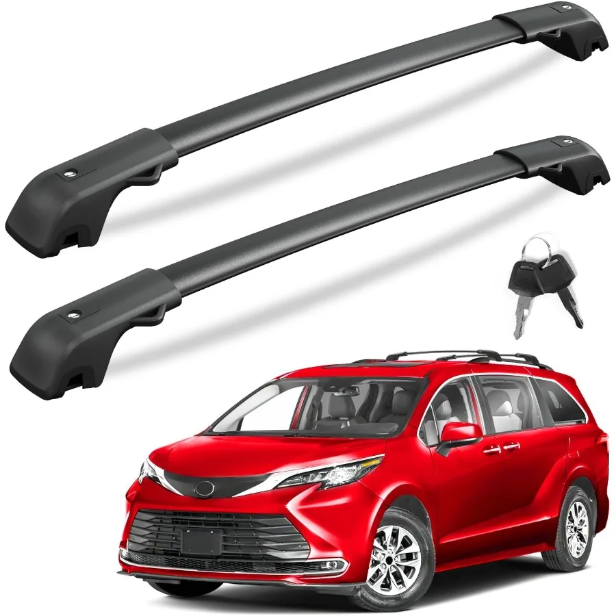 

Запираемые поперечины для багажника на крышу 220 фунтов, совместимые с Sienna 2021 2022 2023 2024 2025 Противоугонные алюминиевые рельсы на крышу Поперечины R