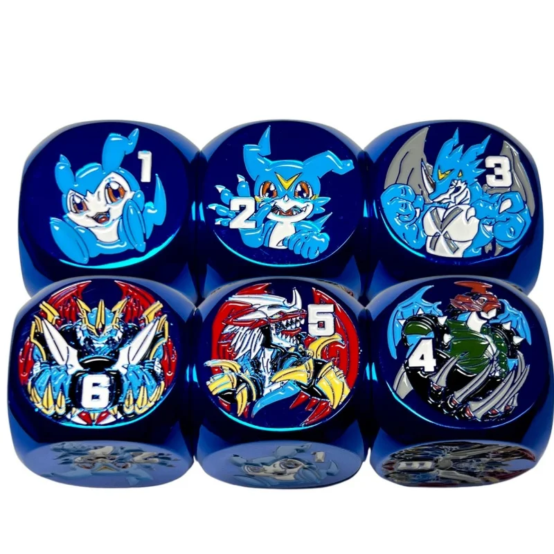 

1pcs Digimon Imperialdramon Theme Board Game Card Metal Dice Anime DTCG Fan Original Trading Card Game Indicator Dice Toy Gift