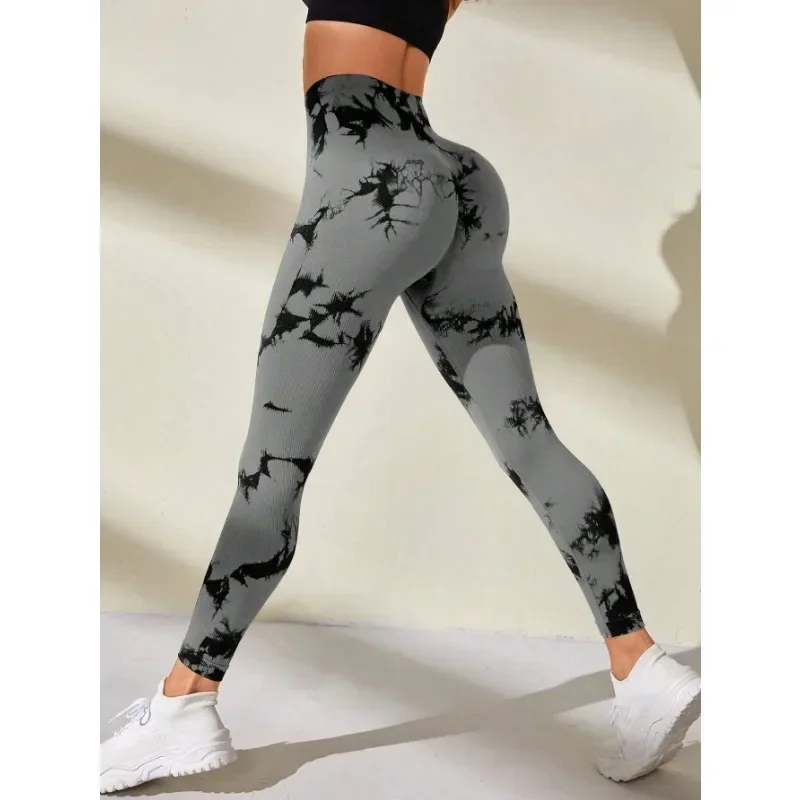 Seamless Tie Dye Leggings Women High Waist Fitness Leggings High Elastic Slim Hip Liftting Fashion Gym Trainning Running Tights