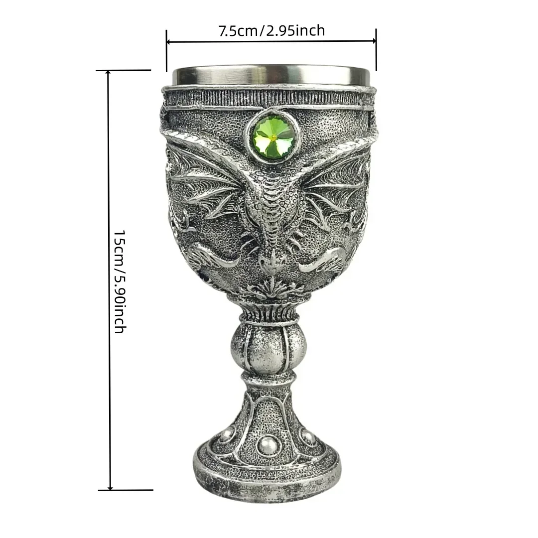 Retro Nordic Evil Dragon Goblet Nordic Dragon Stainless Steel Wine Cup Stereoscopic Dragon Warrior Beer Mug Halloween Men’s Gift