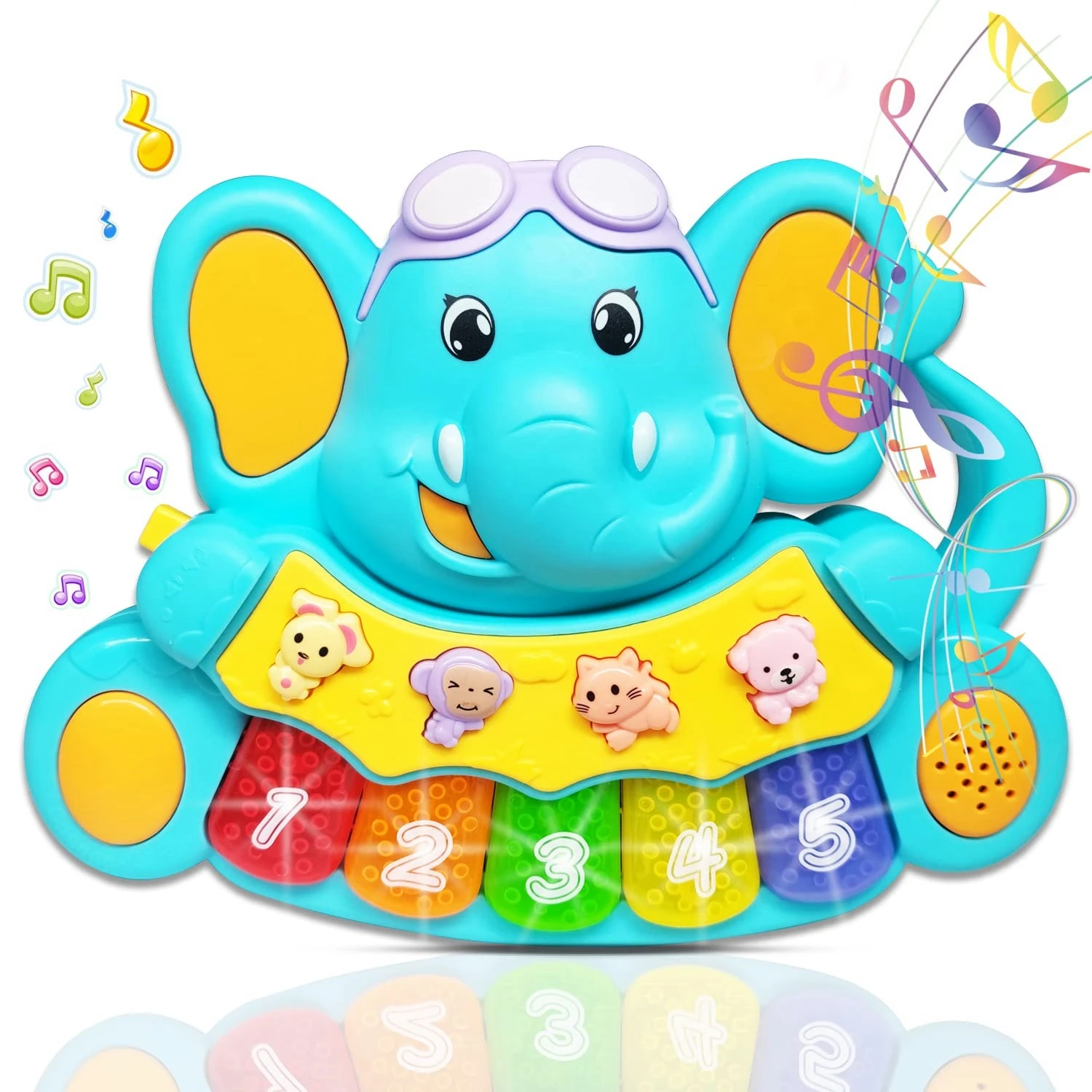Baby Piano Toys, Elephant Music Baby Toys Early Learning Educational Piano Keyboard Baby Toys(Randomly send in blue or yellow）