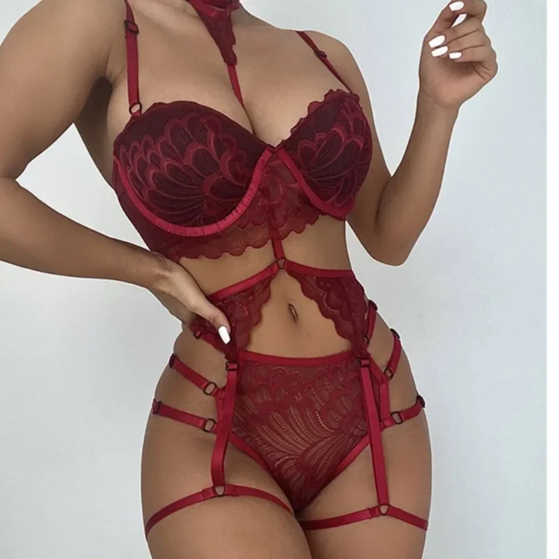 

Bodysuit Embroidered Jacquard Lace Binding Strap jumpsuit sexy women's body fancy underwear 18 uncensored sexy lingerie women