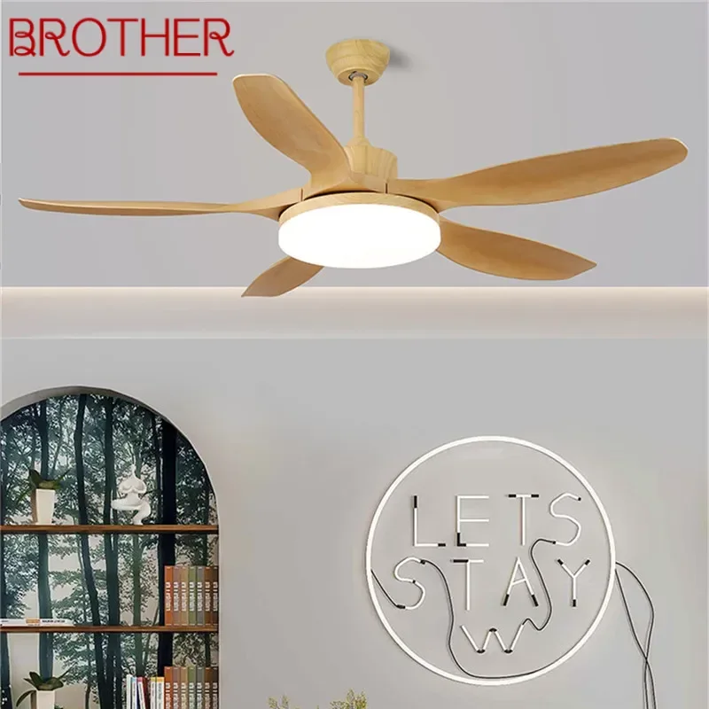 BROTHER Modern Fan Light Luxury Living Room Restaurant Bedroom Study LED Ceiling Fan Light Remote Electric Fan Light