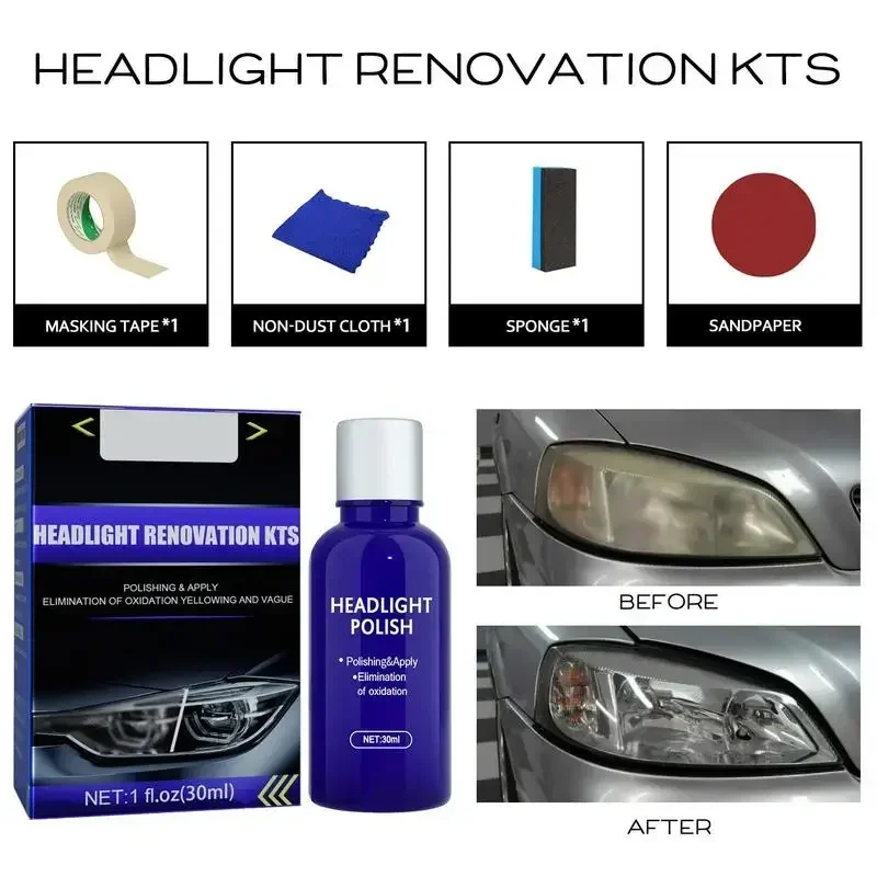 Headlight Restoration Kit Easy To Use Car Headlight Cleaner Kit Headlight Polish Brings Headlights Back To Like New Sponge