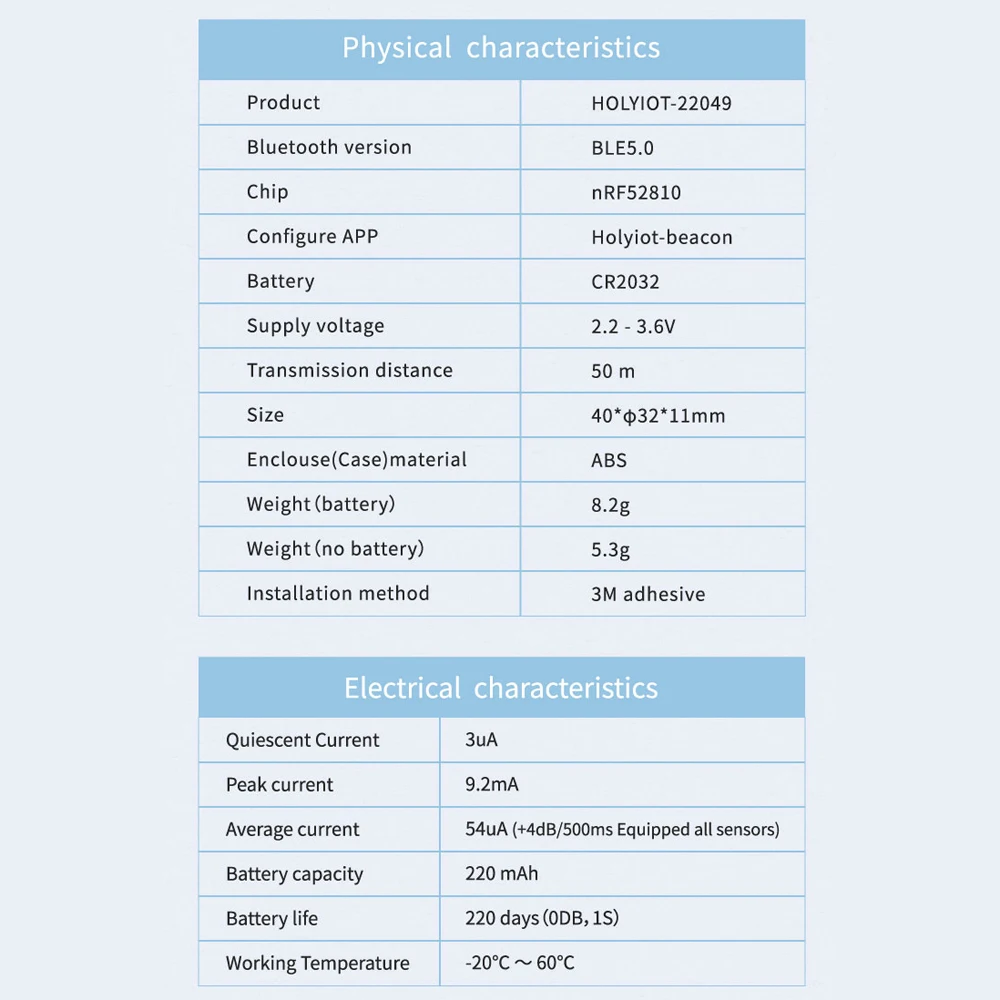 Holyiot nRF52810 Eddystone ibeacon tag مقياس التسارع SHT40 درجة الحرارة والرطوبة بلوتوث 5.0 وحدة الطاقة المنخفضة ble Beacon 1 قطعة