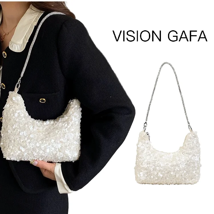 

Ele Underarm Diamond iny Sequin Women's oulder Bag Spring 2025 Faion Trend Handbag Cloud ape Platinum Bag