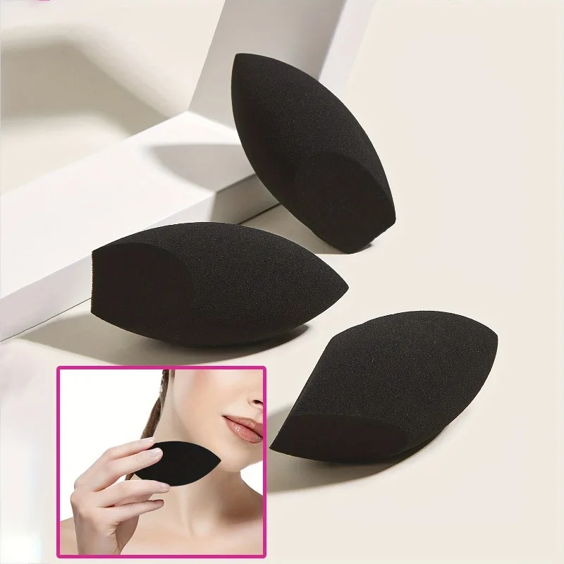 3 個のビューティー ブレンダー ファンデーション メイクアップ スポンジ - ブラック シェイプ、再利用可能なメイクアップ アプリケーター