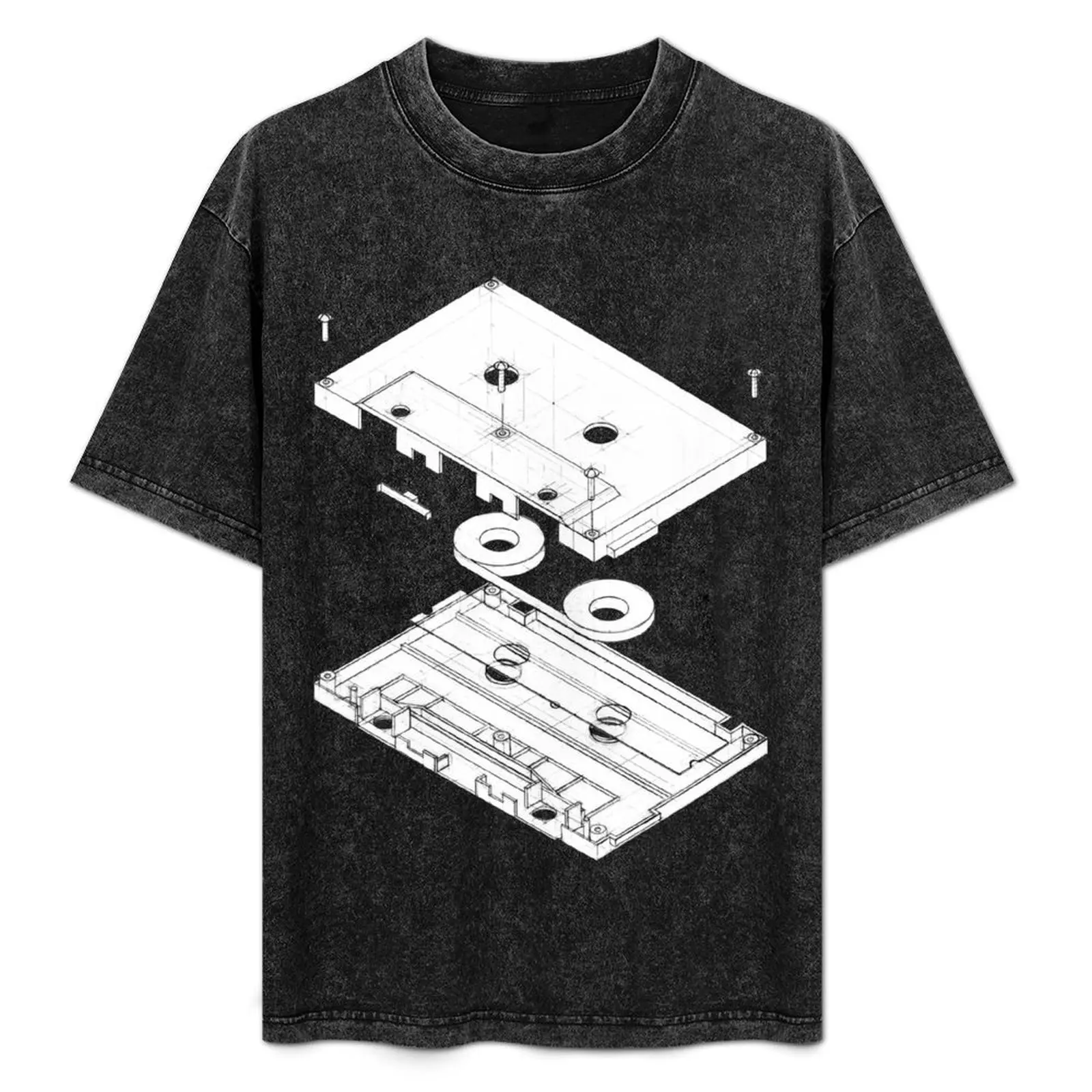 

Exploded Cassette Tape T-Shirt Classic Crew Neck Cotton T-Shirt