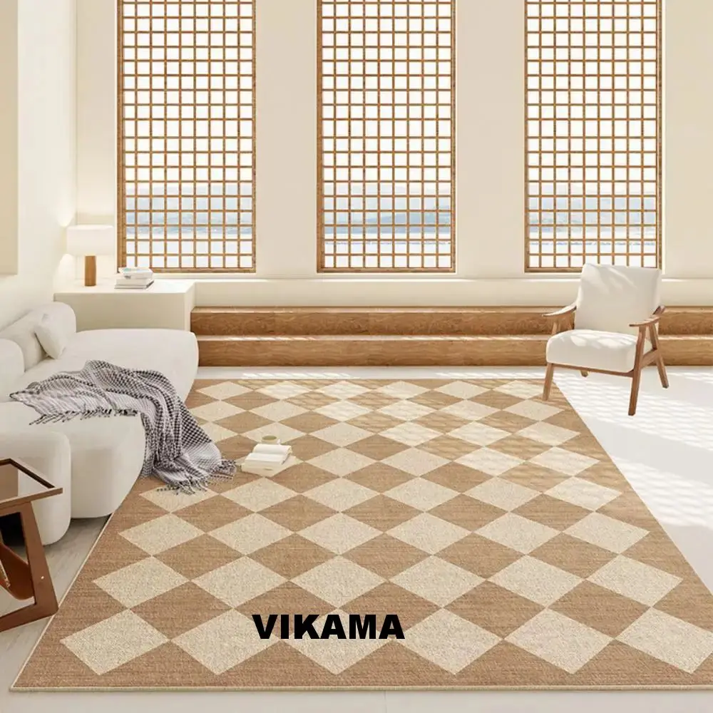 VIKAMA Crystal Pile Modern Simple Carpet Living Room Bedroom Quick-drying Non-slip Mat Sofa Coffee Table Rugs