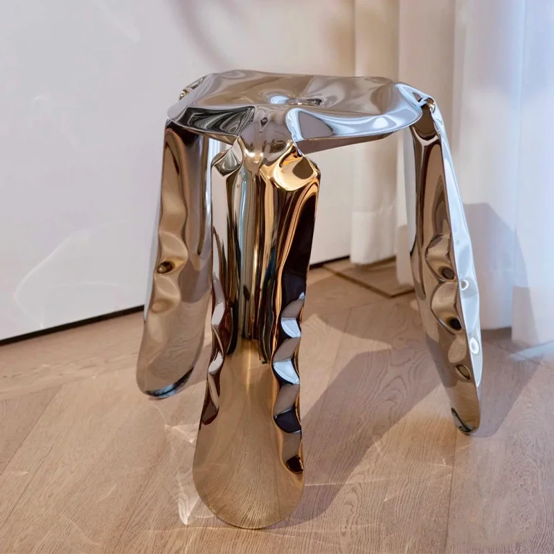 

ins modern designer stainless steel balloon stool art design metal tripod shoe change