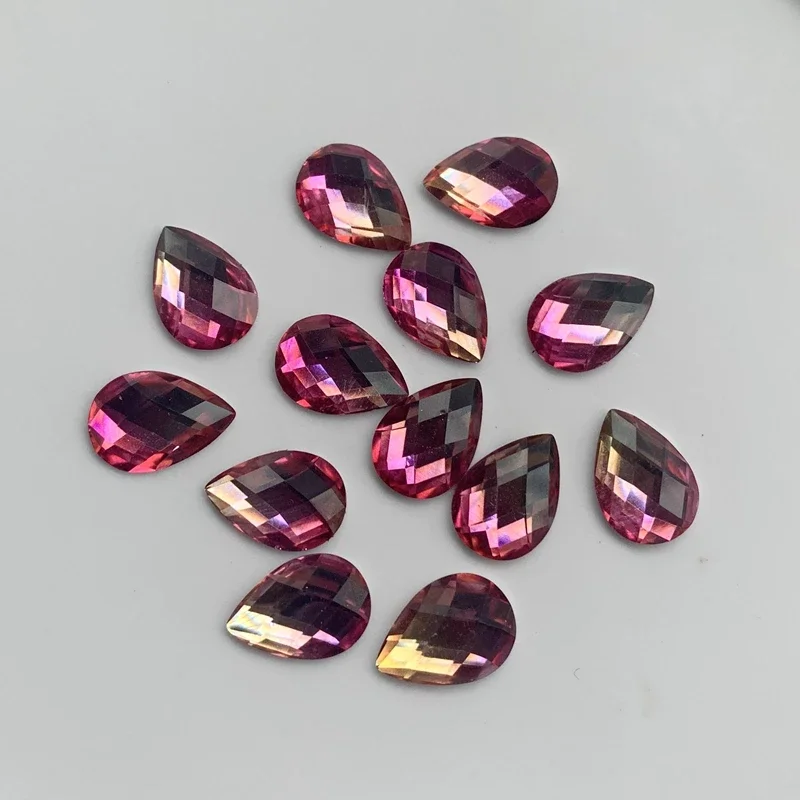 DIY 30pcs 10*14mm Rainbow Color Resin Rhinestone crystal Drop shape flatback Rhinestone HE55