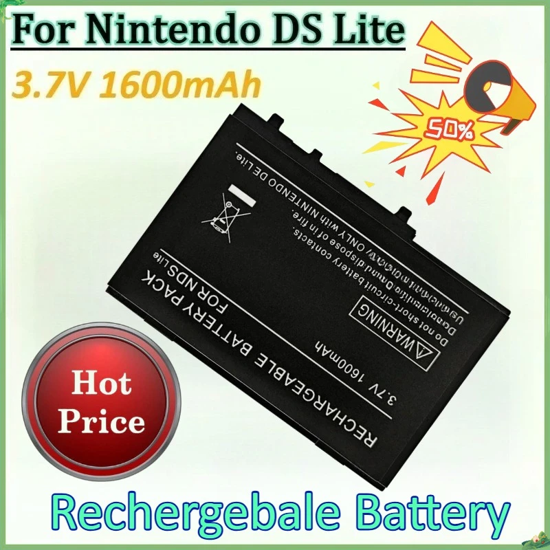 

New 3.7V 1600mAh NDS Lite Battery for Nintendo DS Lite for Nds Ndsl Rechargeable Lithium Games Console High Quality Battery
