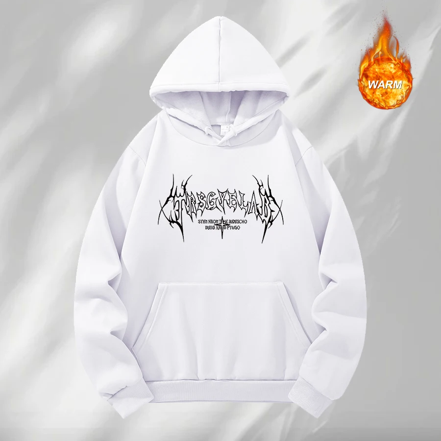 Men's Trendy Gothic Word Print Hoodies Fashionable Casual Autumn And Winter Warm For Daliy Street Commute Sports Sweatshirt