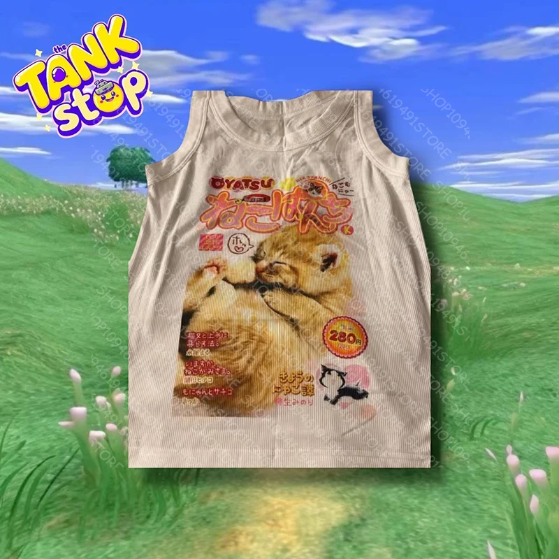 ملابس كيتي اللطيفة Y2k ملابس هاراجوكو ريترو قصيرة مطبوعة جمالية الجرونج بأكمام قصيرة ملابس نسائية ملابس شوجو