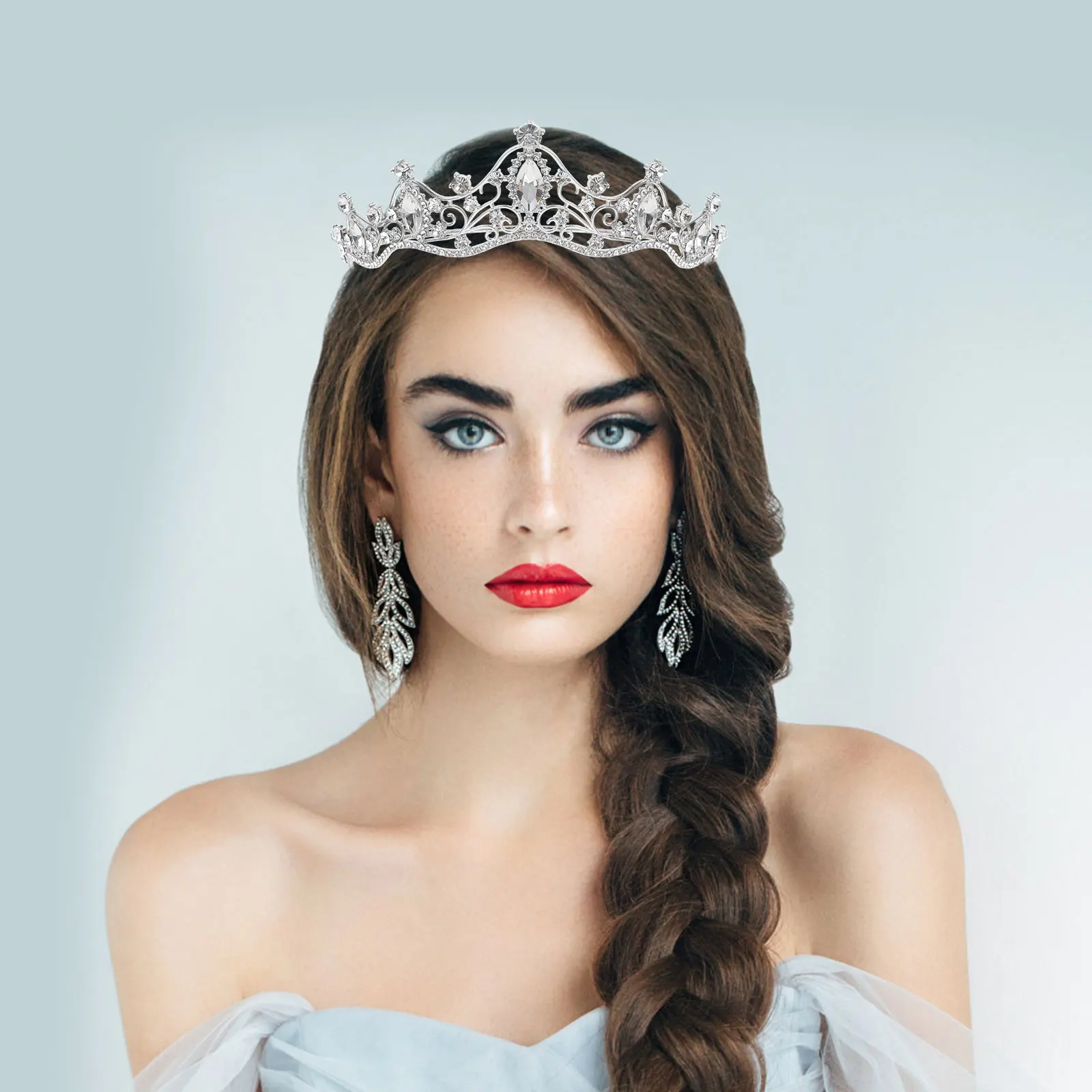 

Baroque Crystal Crown Tiara Bridal Headpiece Women Small Girl Tiaras Crowns Wedding Hairb Decorative Ribbon Zinc Alloy