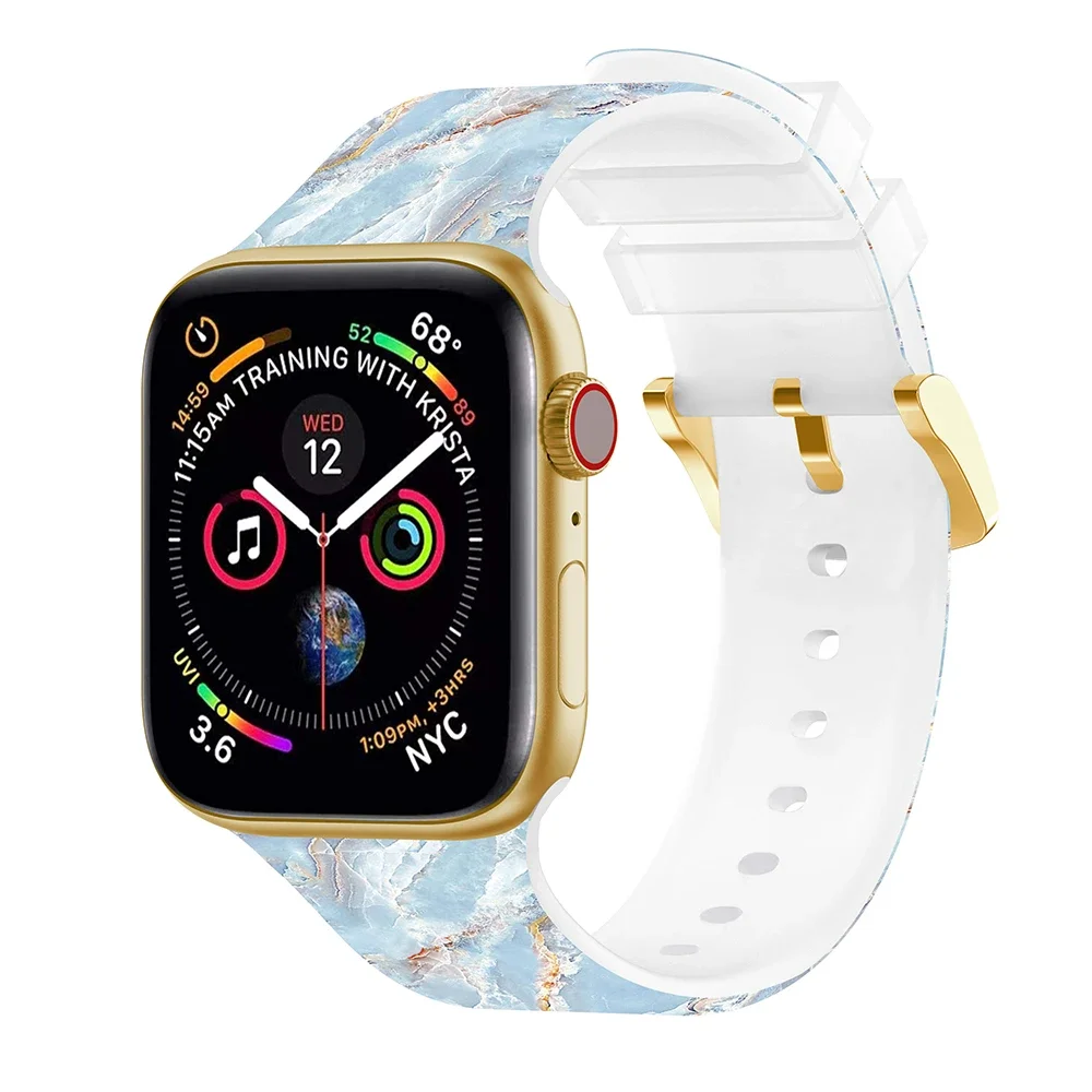 Silicone Strap for Apple Watch Ultra 2/1 49mm 10 46mm42mm Colored Pattern Wristband iWatch 9 8 7 45mm41mm 6 5 4 SE 44mm40mm Belt