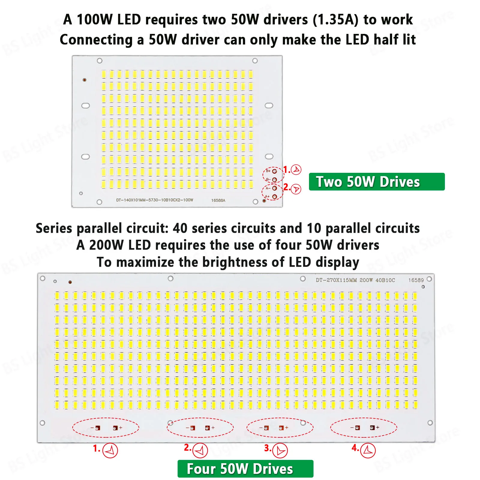 

100pcs 100W SMD2835 Chip AC220V No need driver Super Power100W For DIY Spotlight LED Bulb light kit Coolwhite