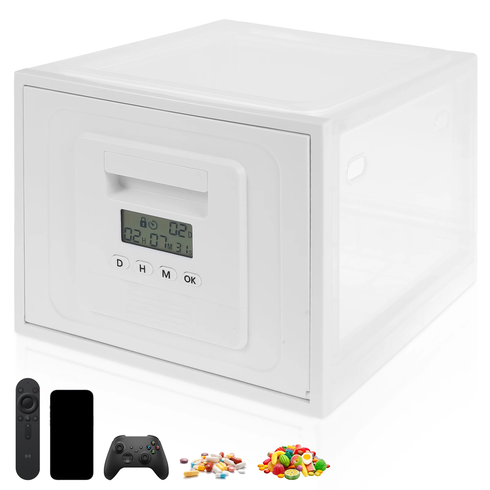 Timer Lock Boxes Anti Dust Lockable Storage Box Large Capacity Snack Storage Container Versatile Clear Lock Container Holder