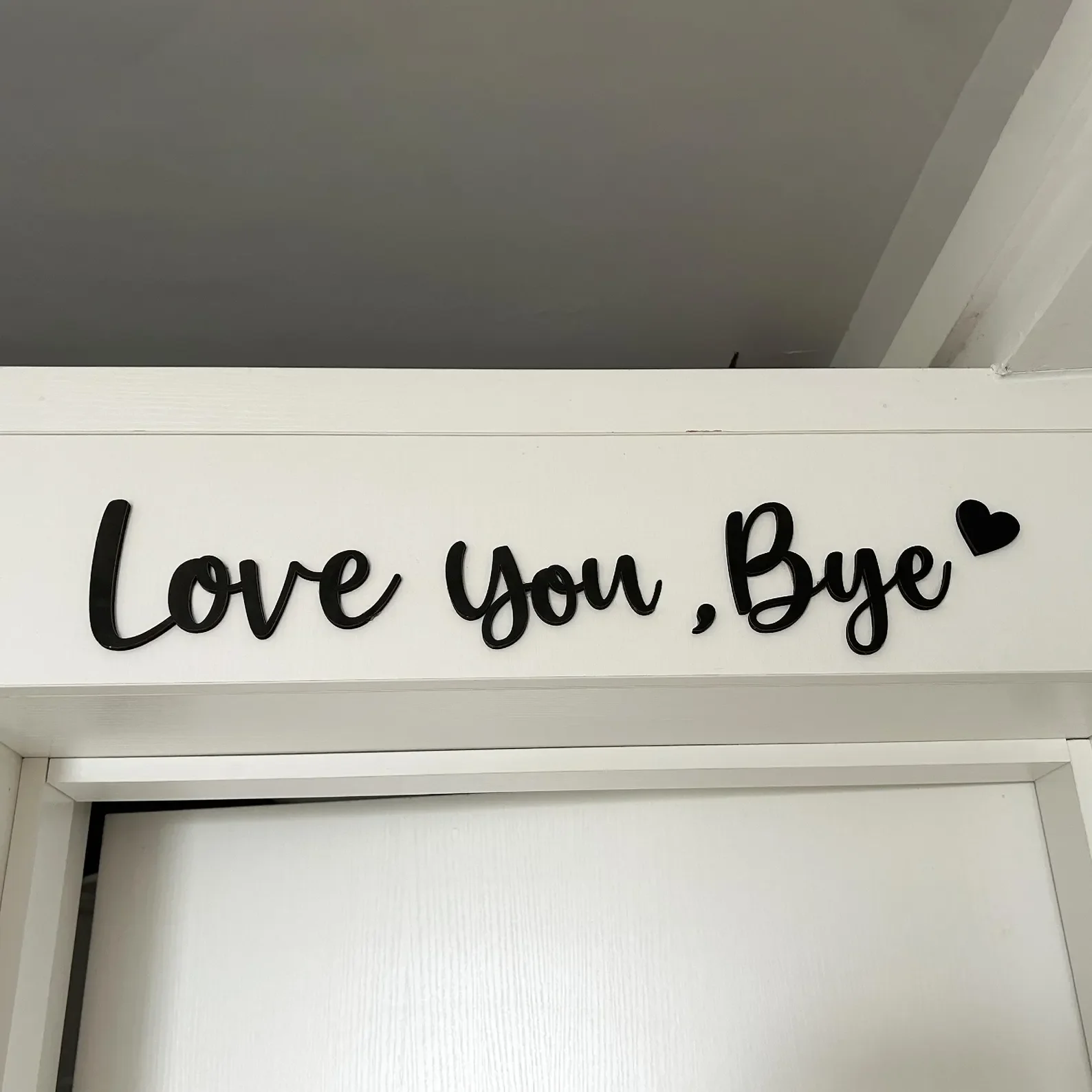 Love You Bye Door Topper Sign, Modern Wooden Sign Entryway Hallway Wall Door Art Decor, Express Love and Warmth Home Decoration