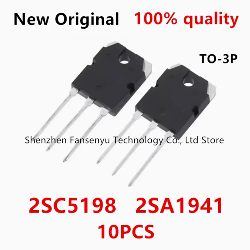 

10PCS 5pairs 2SC5198 2SA1941 TO3P (5PCS A1941 + 5PCS C5198) TO-3P Power Transistor